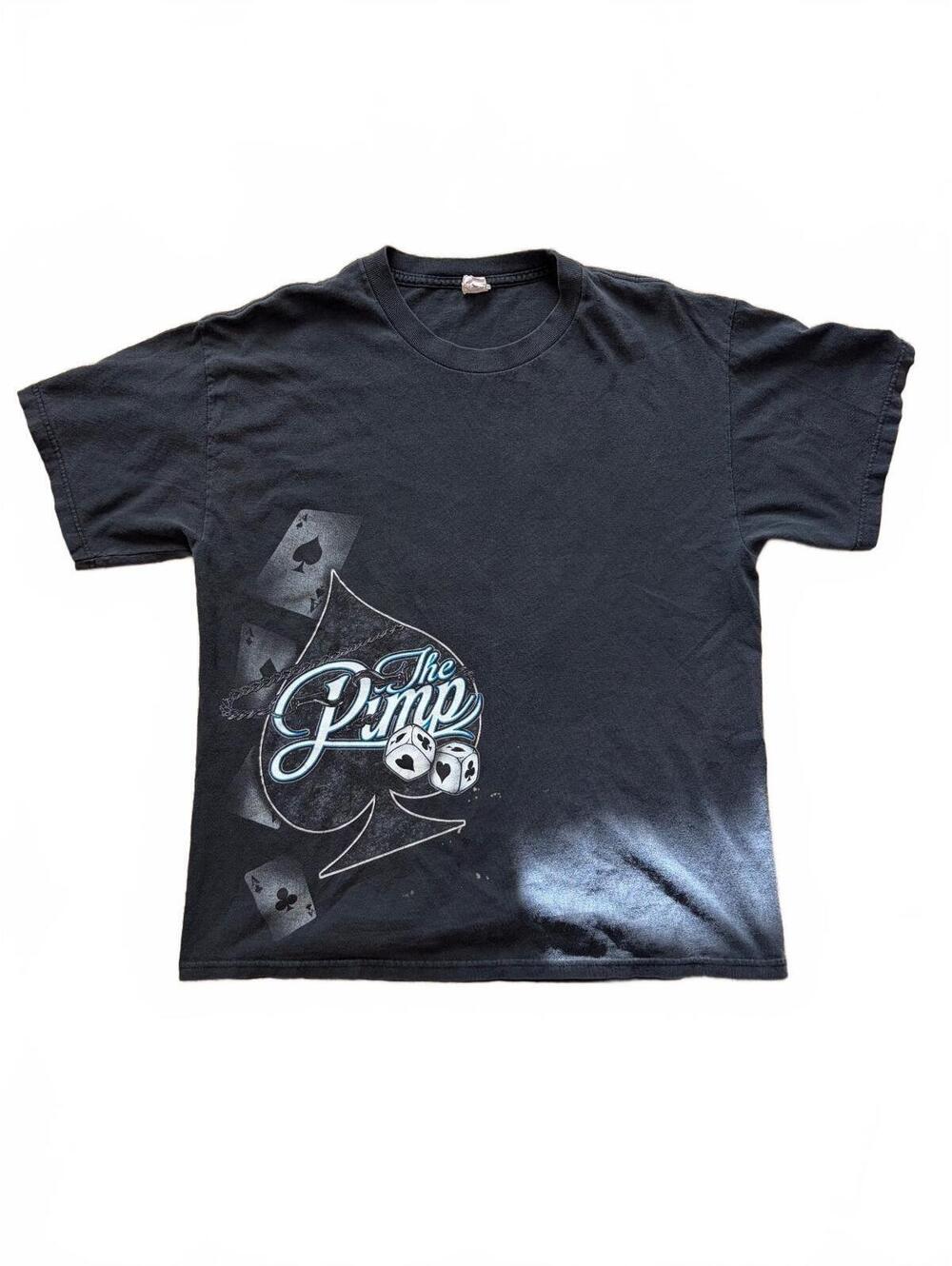 Anvil T-Shirt Unisex Size L Black Gambling Poker Dice Jester Graphic Print